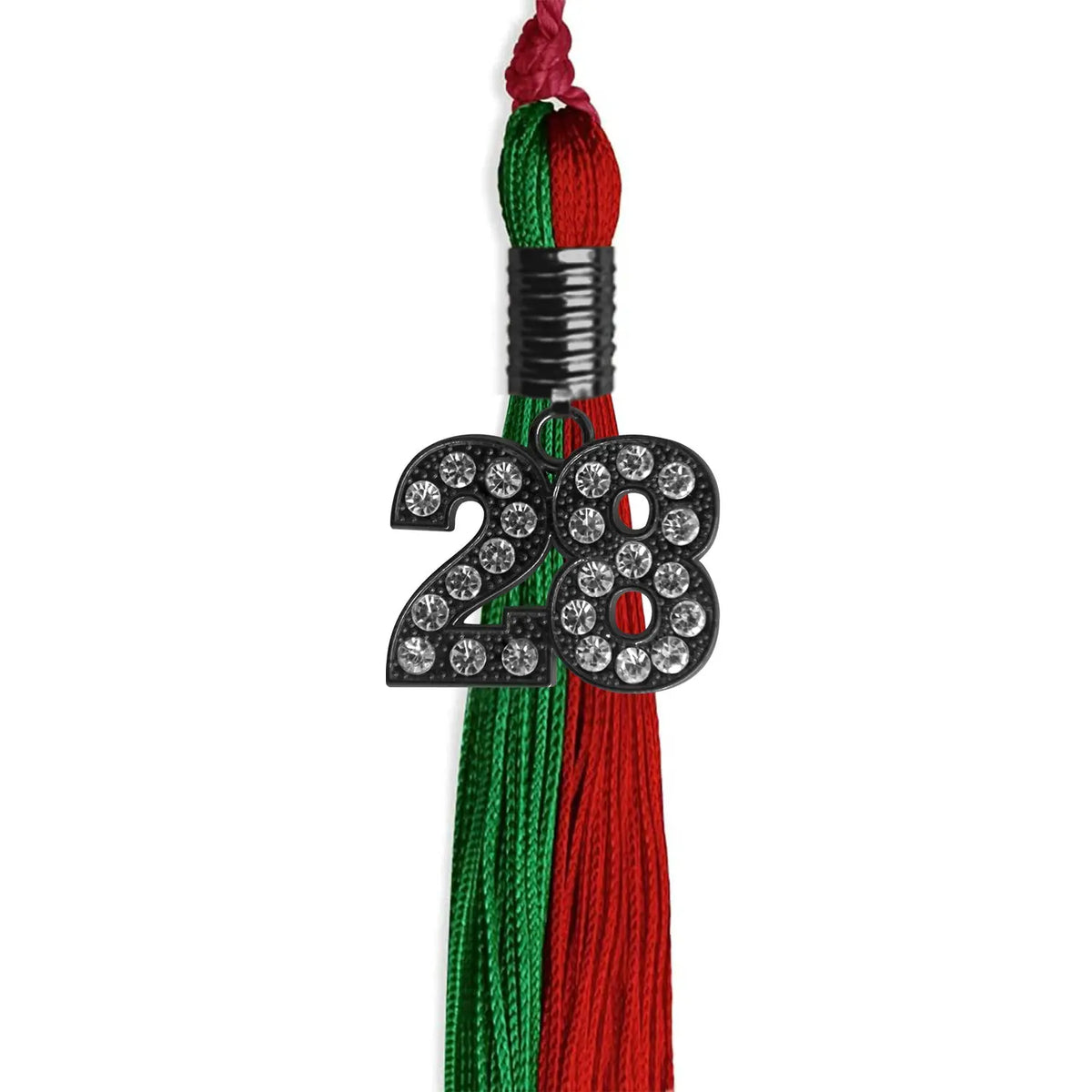 Green/Red Graduation Tassel with Black Bling Charm by Endea Graduation