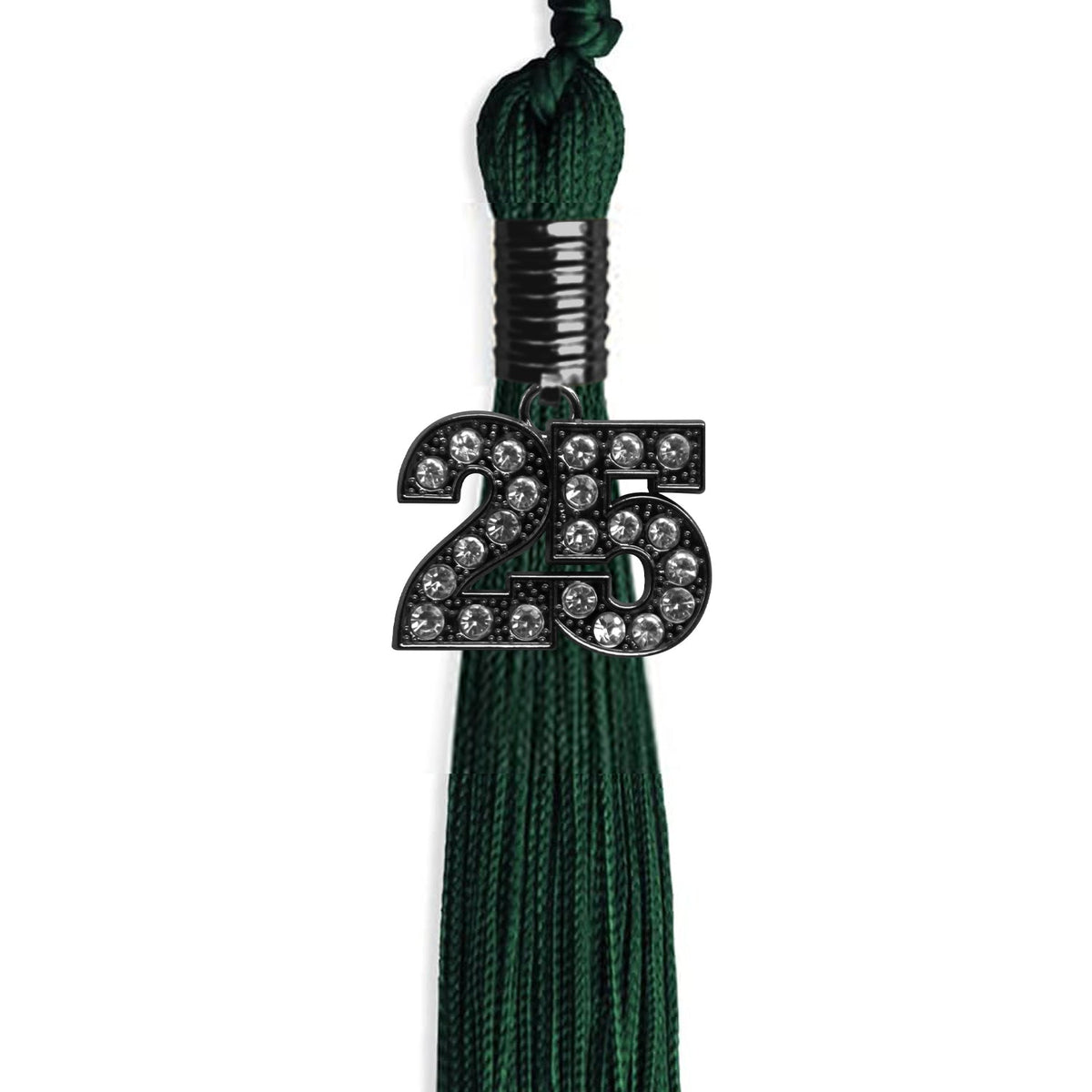 Hunter Green Graduation Tassel with Black Bling Charm by Endea Graduation