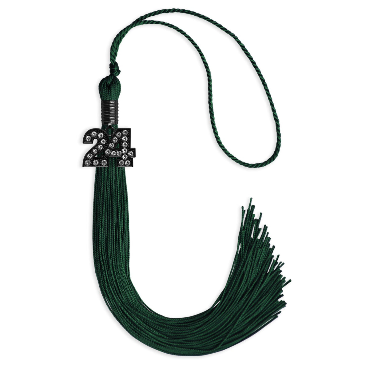 Hunter Green Graduation Tassel with Black Bling Charm by Endea Graduation