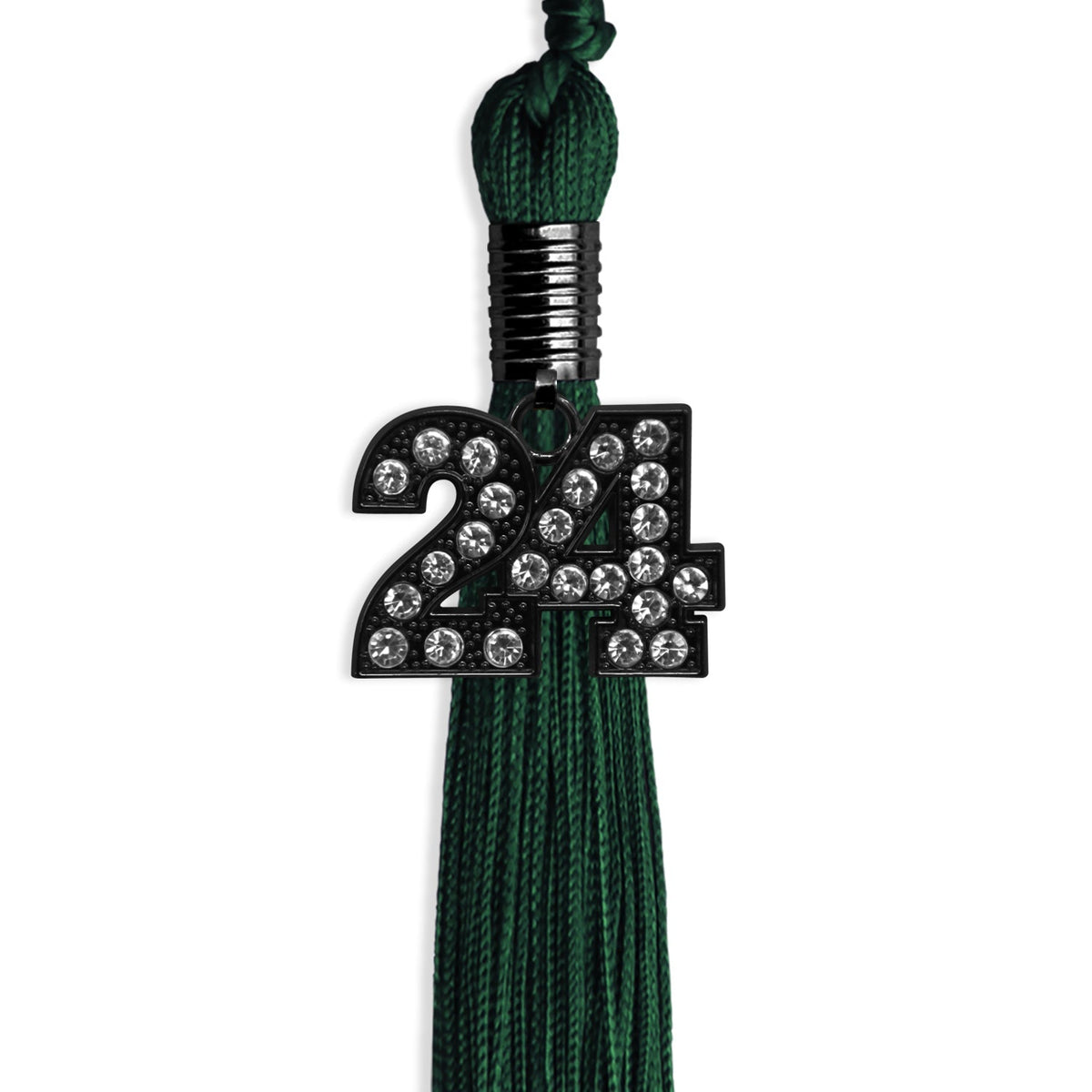 Hunter Green Graduation Tassel with Black Bling Charm by Endea Graduation