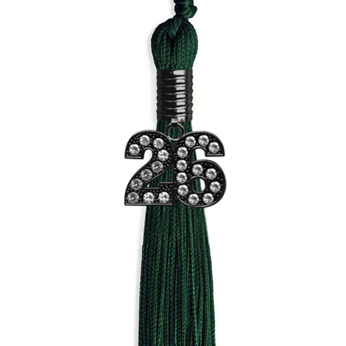 Hunter Green Graduation Tassel with Black Bling Charm by Endea Graduation