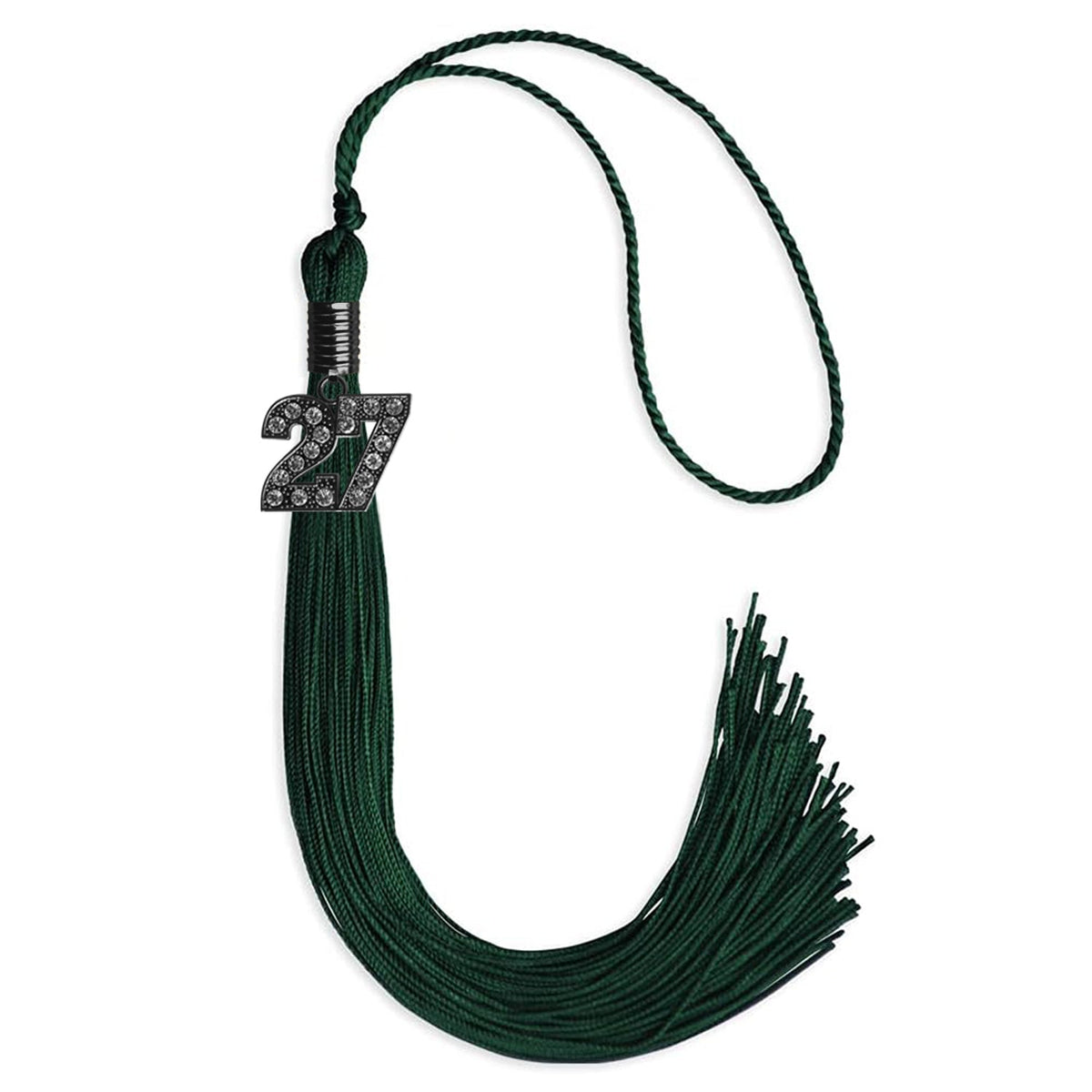 Hunter Green Graduation Tassel with Black Bling Charm by Endea Graduation