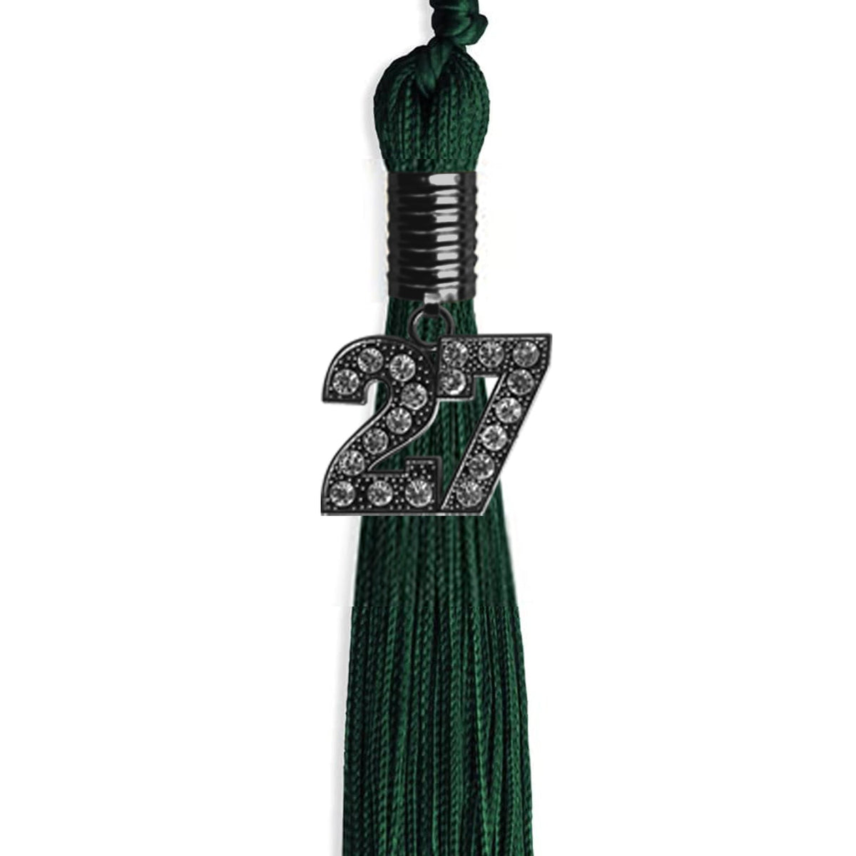 Hunter Green Graduation Tassel with Black Bling Charm by Endea Graduation