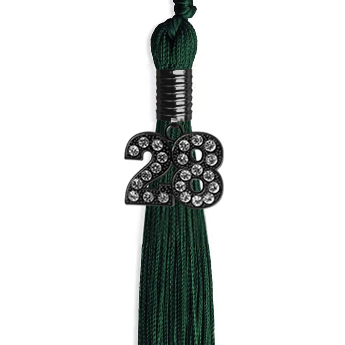 Hunter Green Graduation Tassel with Black Bling Charm by Endea Graduation