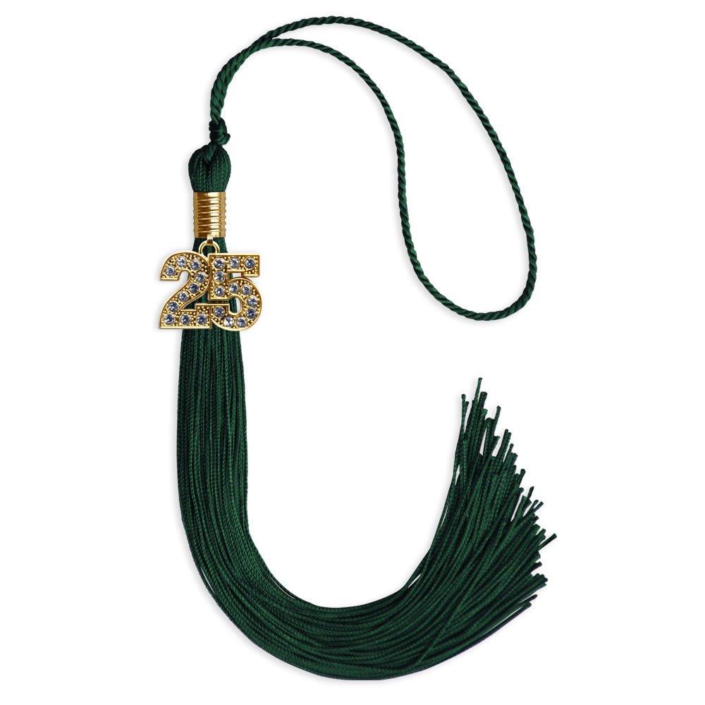 Hunter Green Graduation Tassel with Gold Bling Charm by Endea Graduation