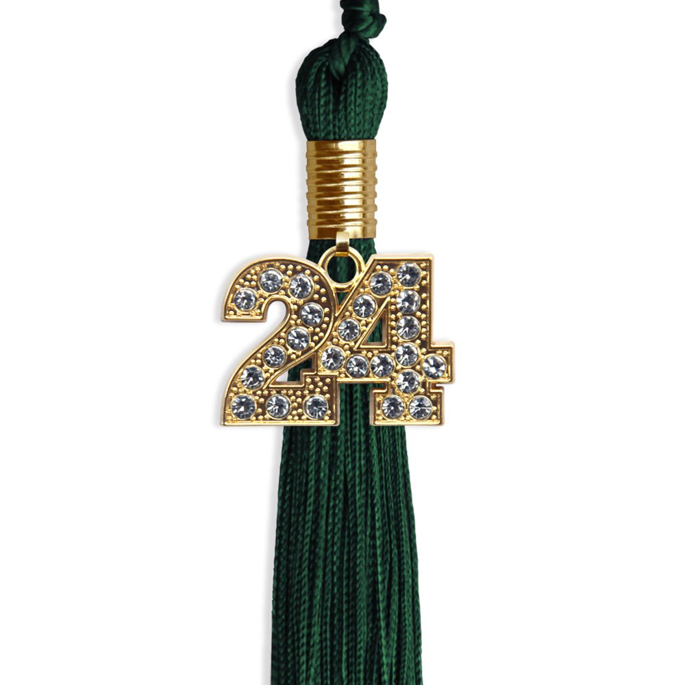 Hunter Green Graduation Tassel with Gold Bling Charm by Endea Graduation