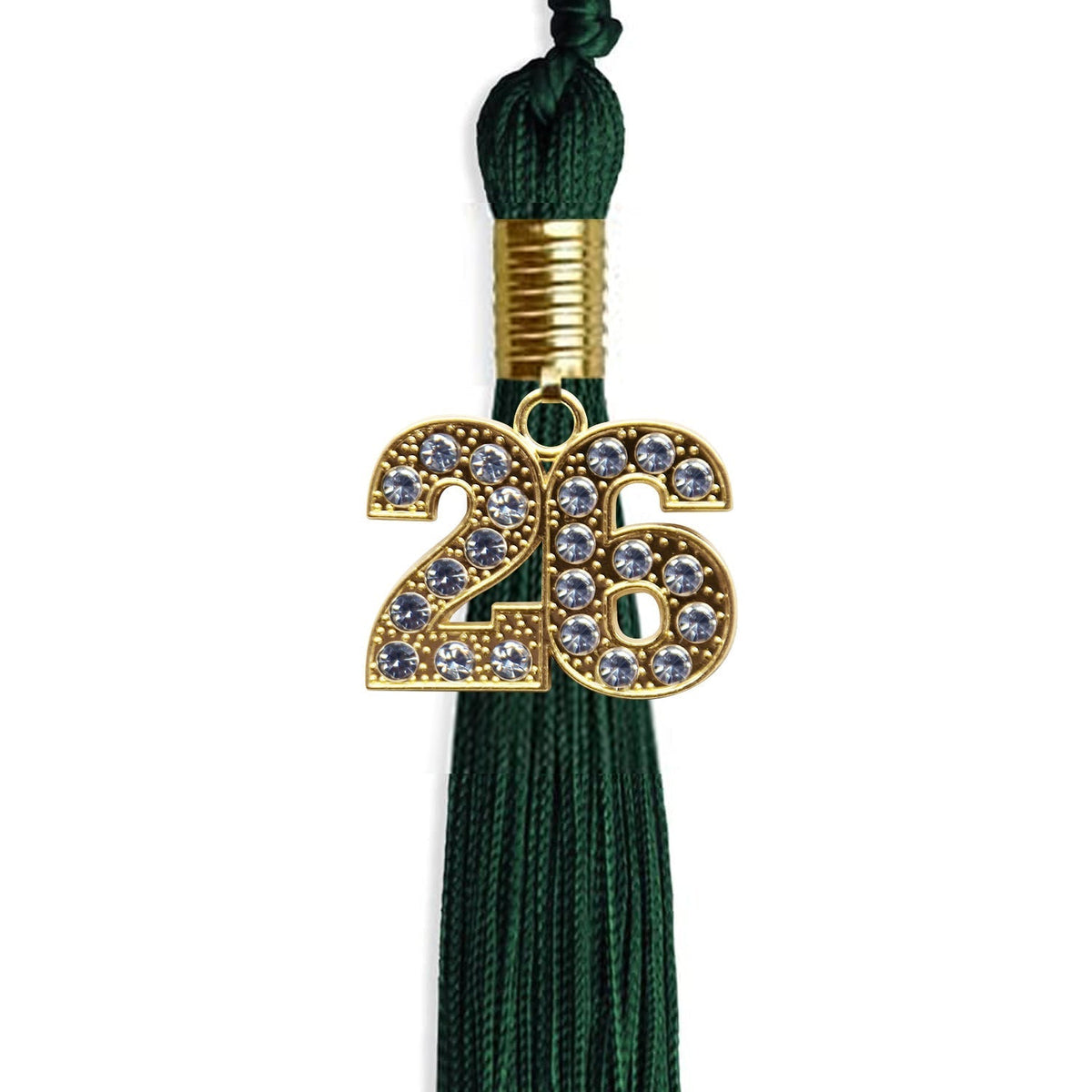 Hunter Green Graduation Tassel with Gold Bling Charm by Endea Graduation