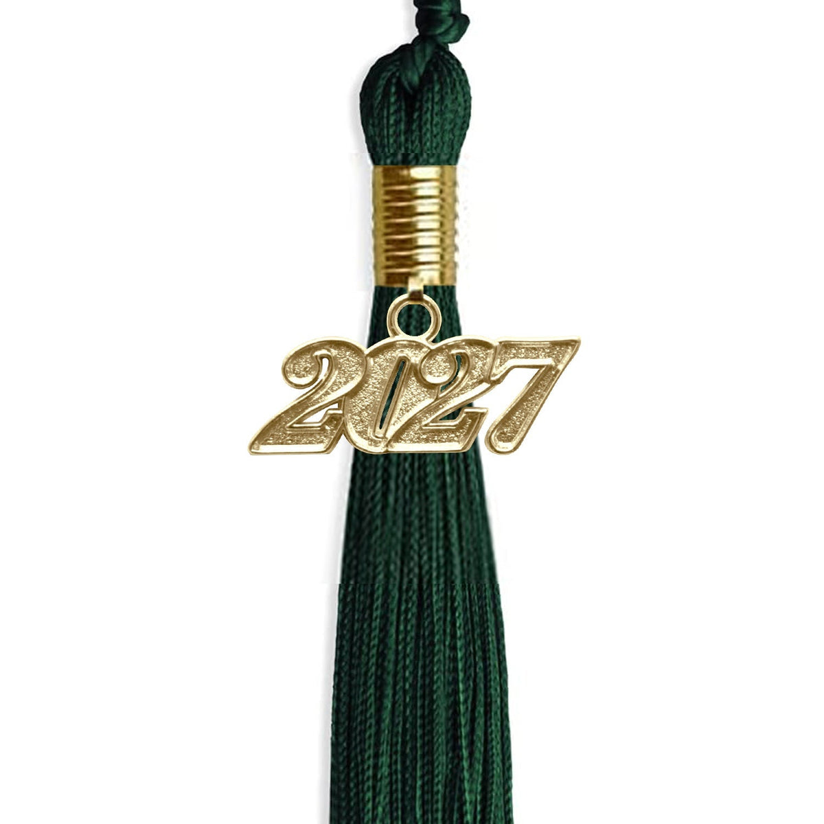 Hunter Green Graduation Tassel with Gold Bling Charm by Wholesale Grad Supply