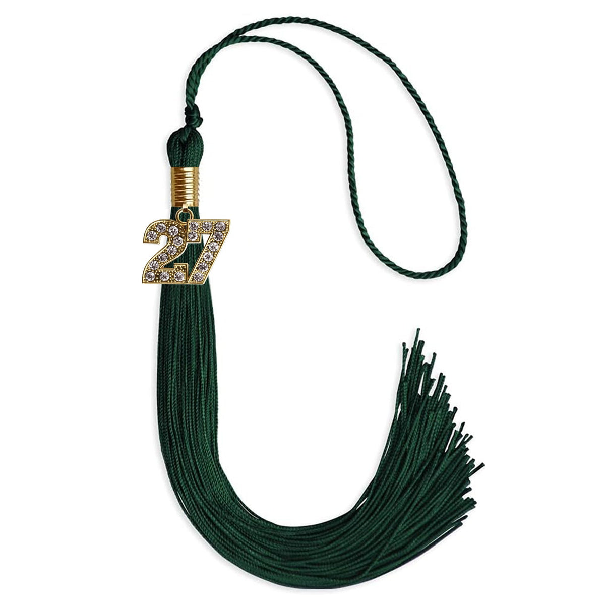 Hunter Green Graduation Tassel with Gold Bling Charm by Endea Graduation