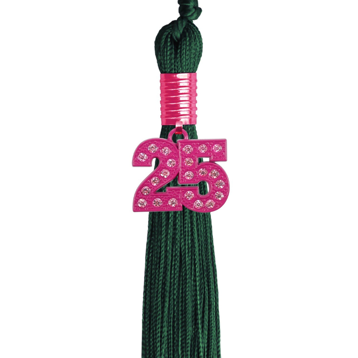 Hunter Green Graduation Tassel with Pink Bling Charm by Endea Graduation