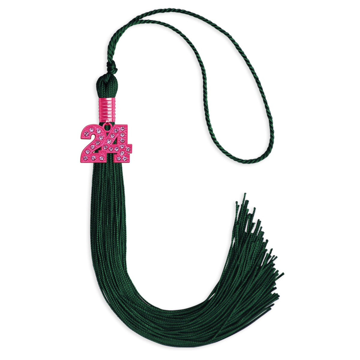 Hunter Green Graduation Tassel with Pink Bling Charm by Endea Graduation