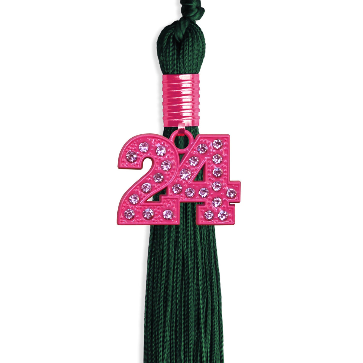 Hunter Green Graduation Tassel with Pink Bling Charm by Endea Graduation