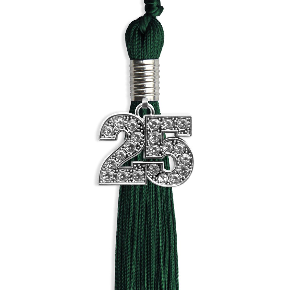 Hunter Green Graduation Tassel with Silver Bling Charm by Endea Graduation