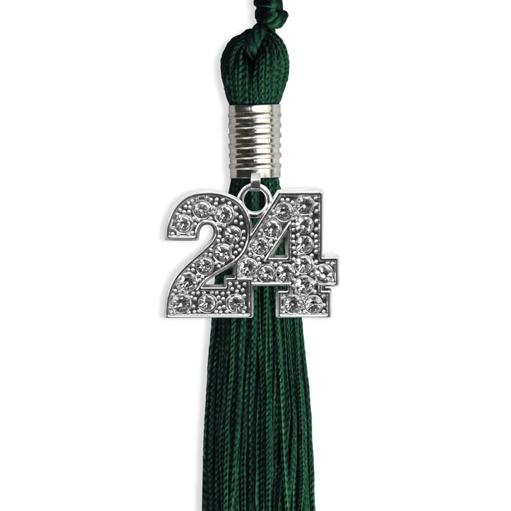 Hunter Green Graduation Tassel with Silver Bling Charm by Endea Graduation