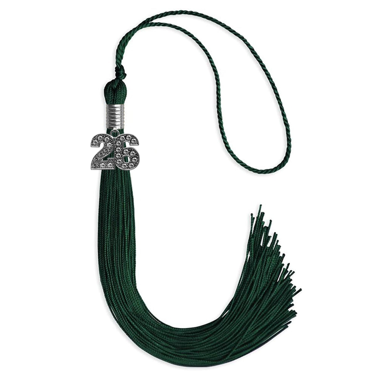 Hunter Green Graduation Tassel with Silver Bling Charm by Endea Graduation