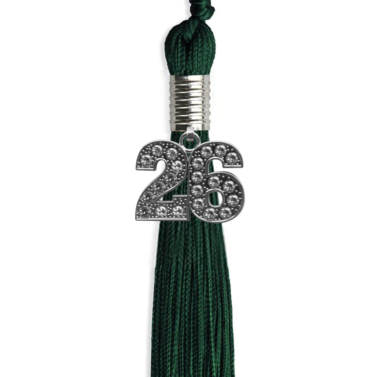 Hunter Green Graduation Tassel with Silver Bling Charm by Endea Graduation