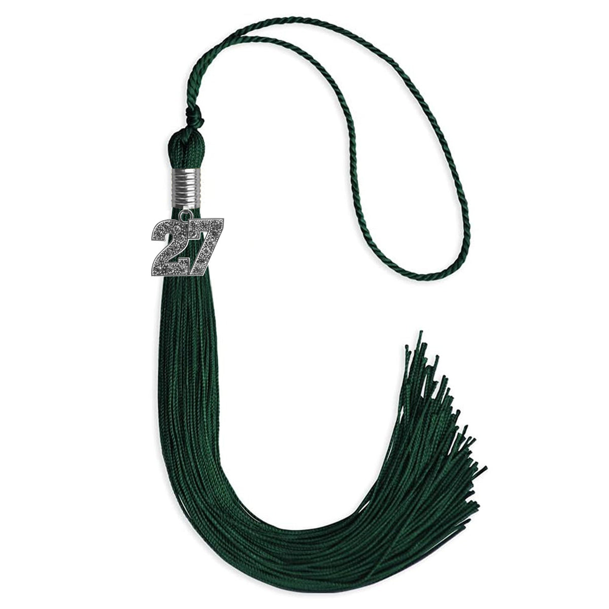 Hunter Green Graduation Tassel with Silver Bling Charm by Endea Graduation