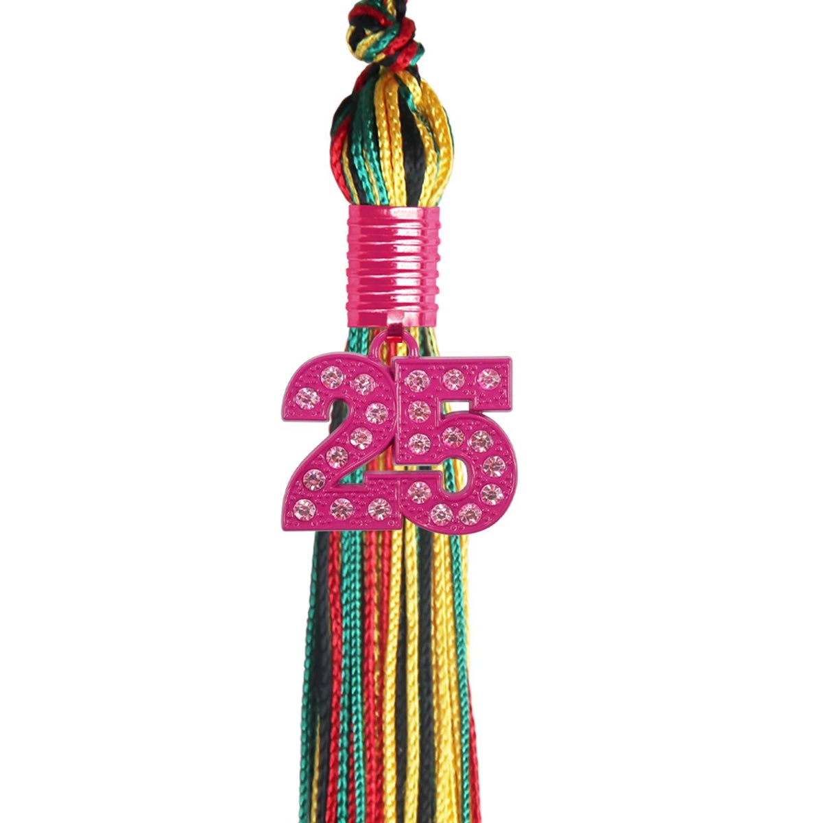 Kente Mixed Color Graduation Tassel with Pink Bling Charm by Endea Graduation