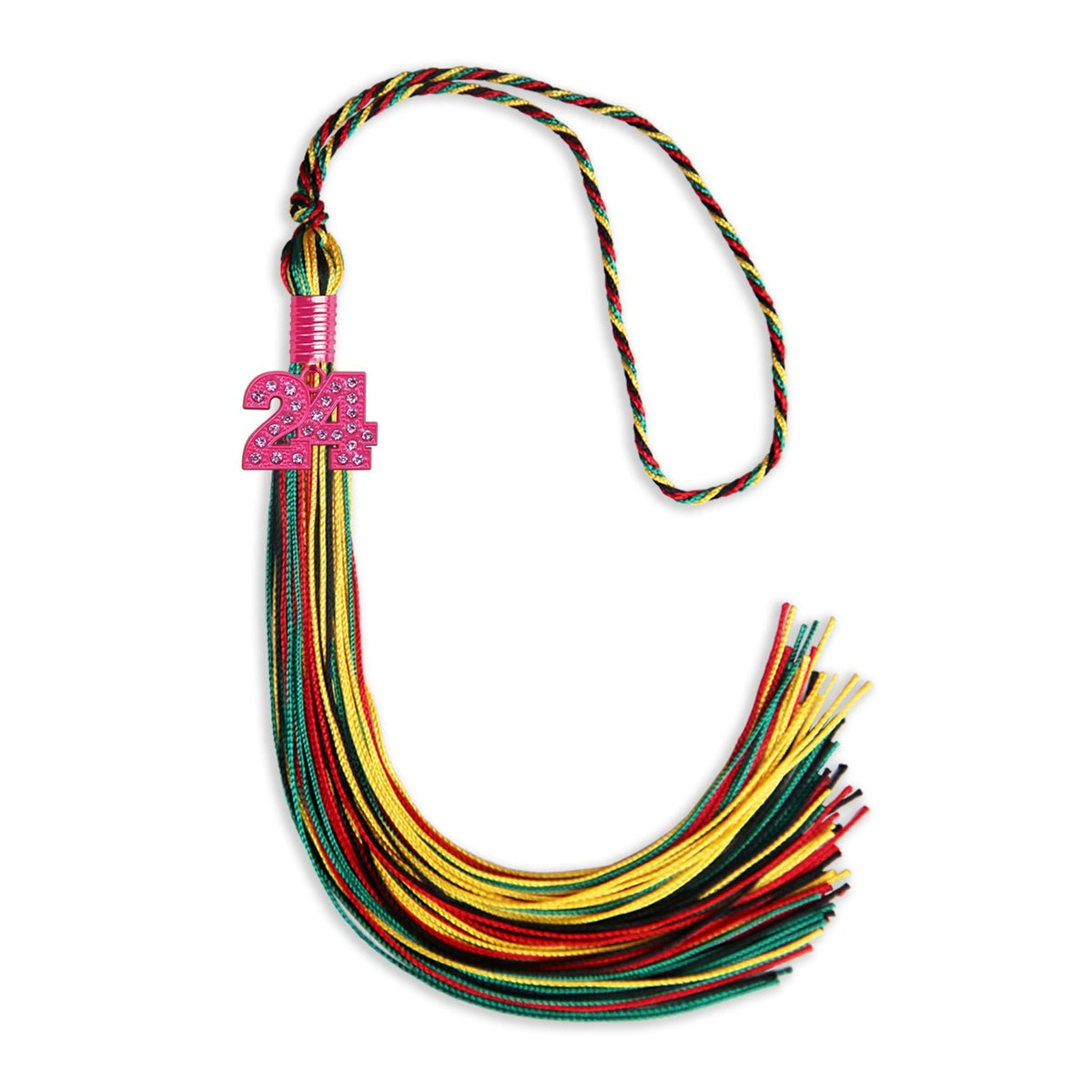 Kente Mixed Color Graduation Tassel with Pink Bling Charm by Endea Graduation