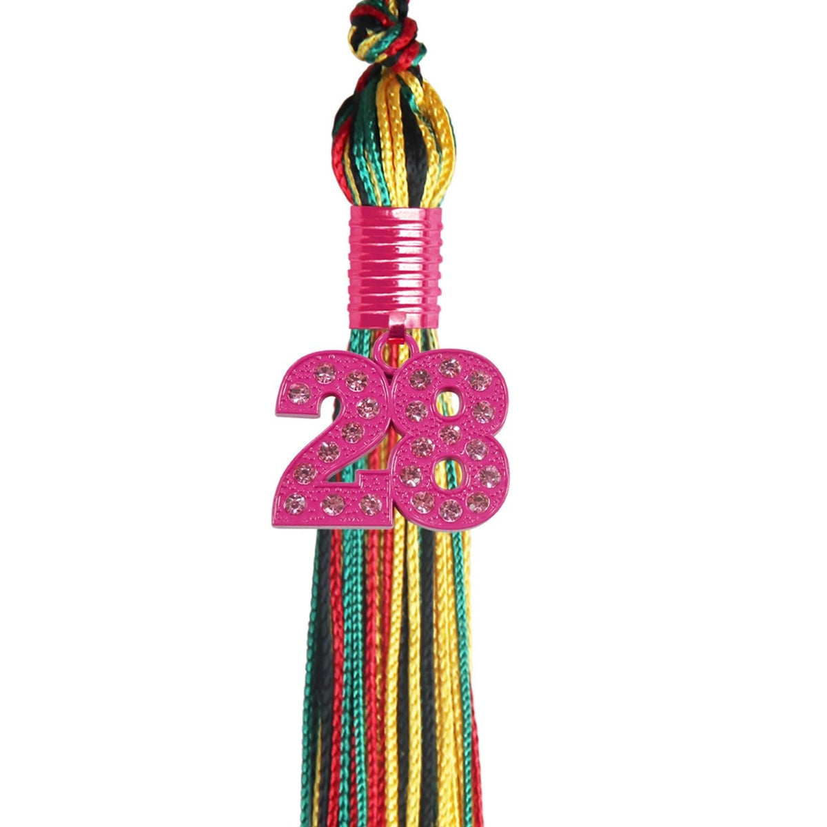 Kente Mixed Color Graduation Tassel with Pink Bling Charm by Endea Graduation