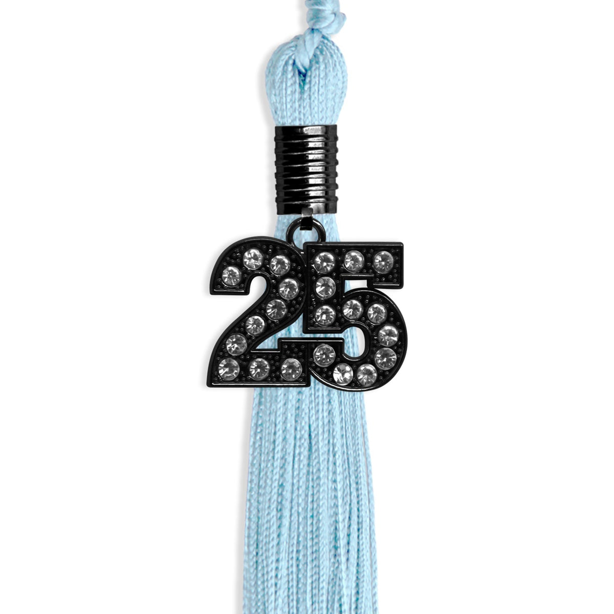 Light Blue Graduation Tassel with Black Bling Charm by Endea Graduation