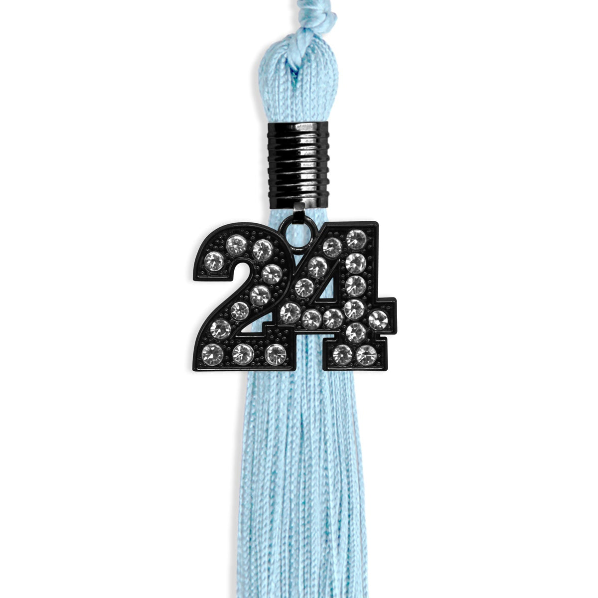 Light Blue Graduation Tassel with Black Bling Charm by Endea Graduation