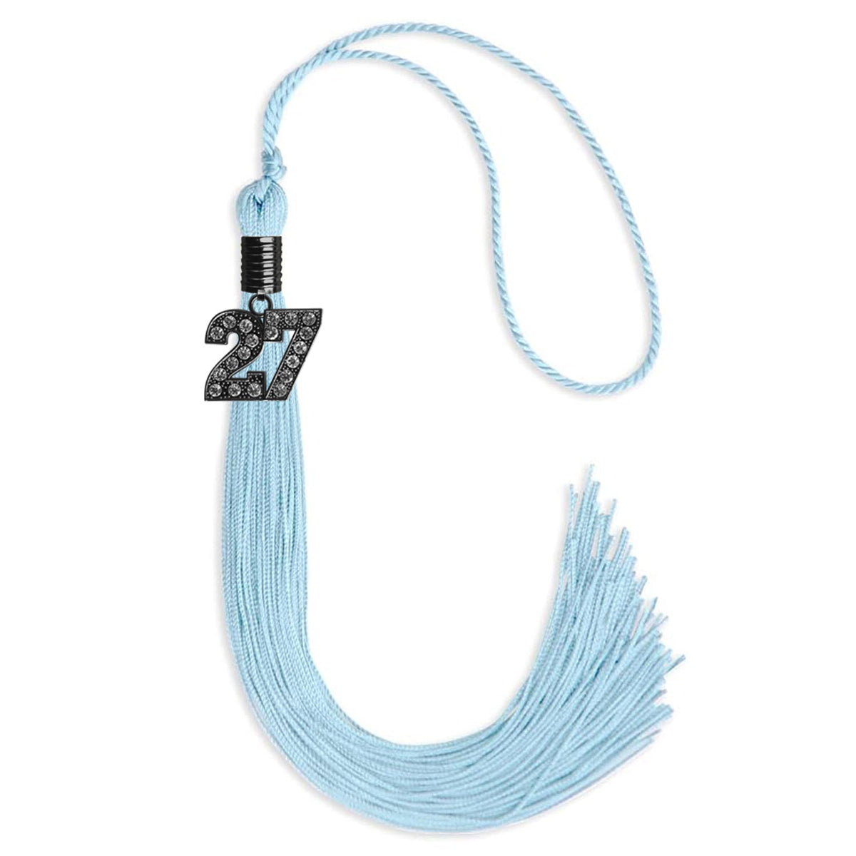 Light Blue Graduation Tassel with Black Bling Charm by Endea Graduation