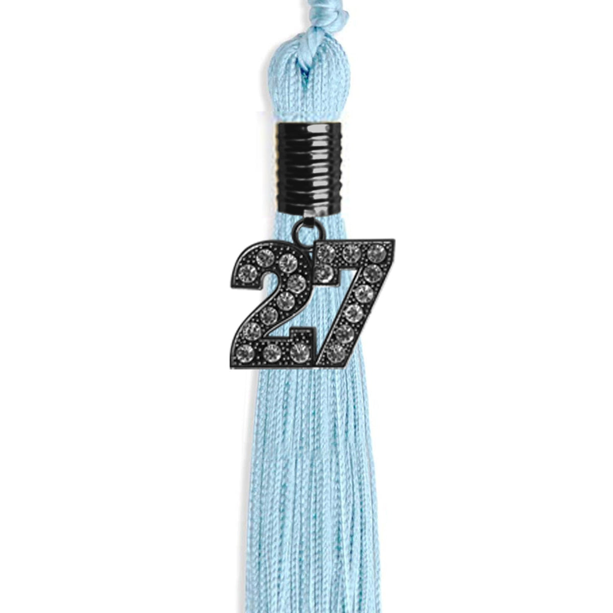 Light Blue Graduation Tassel with Black Bling Charm by Endea Graduation