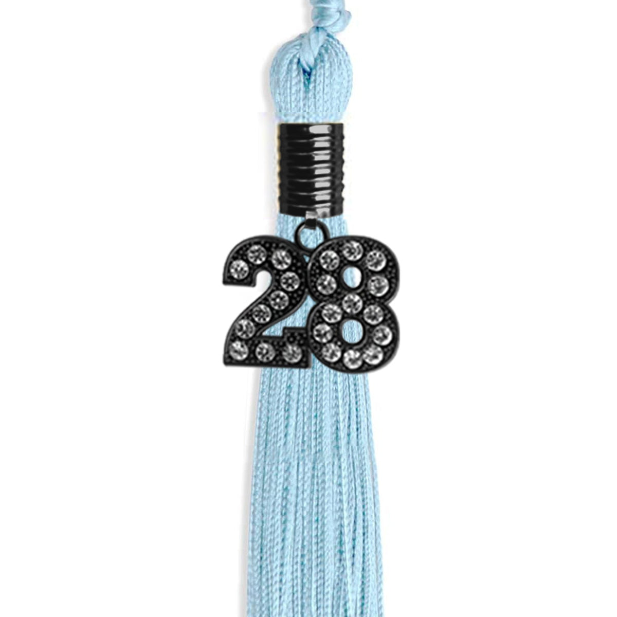 Light Blue Graduation Tassel with Black Bling Charm by Endea Graduation