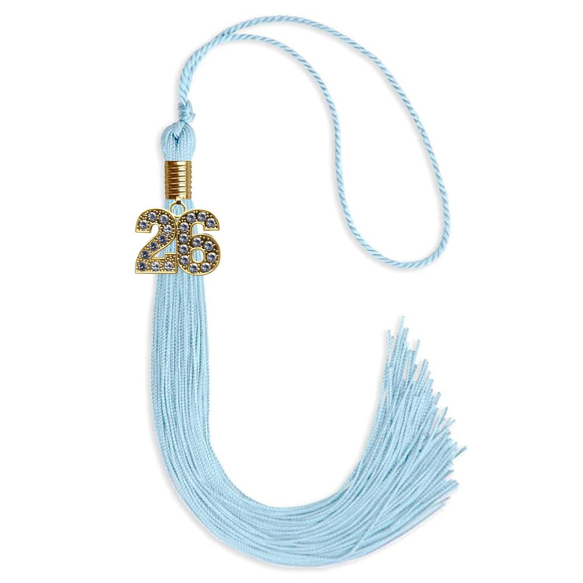 Light Blue Graduation Tassel with Gold Bling Charm by Endea Graduation