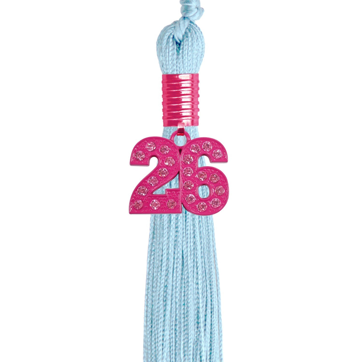 Light Blue Graduation Tassel with Pink Bling Charm by Endea Graduation
