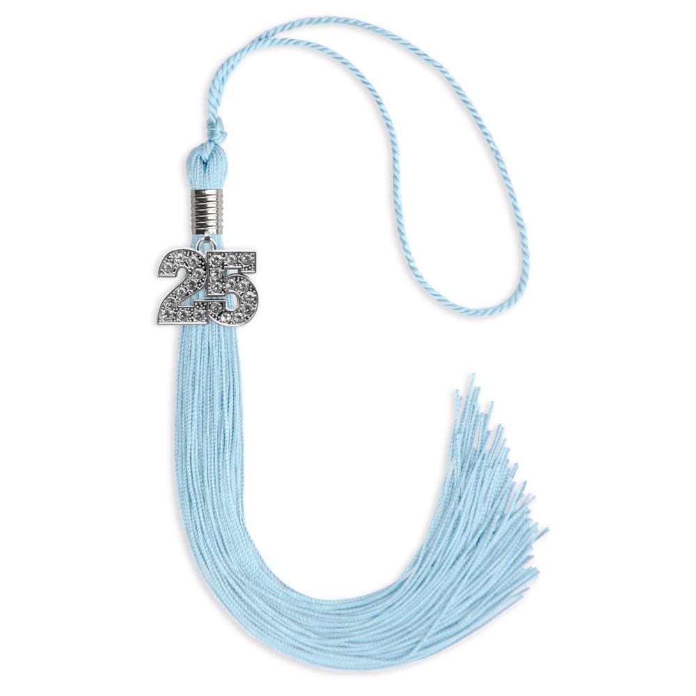 Light Blue Graduation Tassel with Silver Bling Charm by Endea Graduation