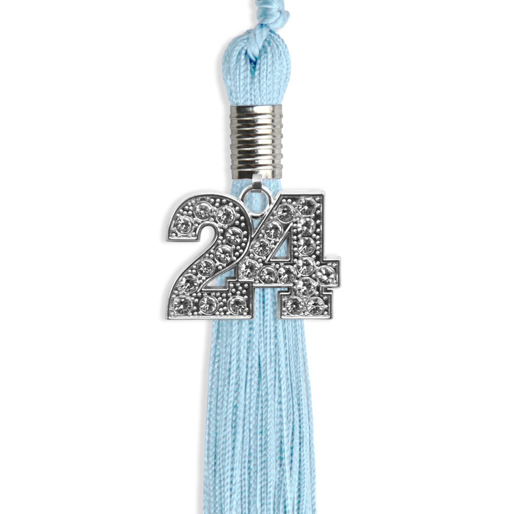 Light Blue Graduation Tassel with Silver Bling Charm by Endea Graduation