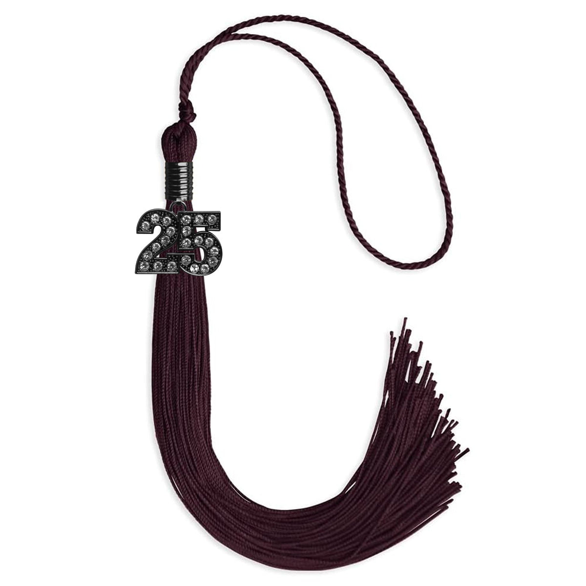 Maroon Graduation Tassel with Black Bling Charm by Endea Graduation