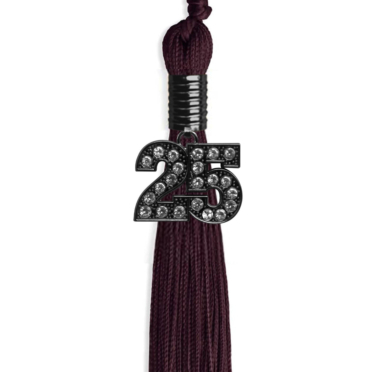 Maroon Graduation Tassel with Black Bling Charm by Endea Graduation