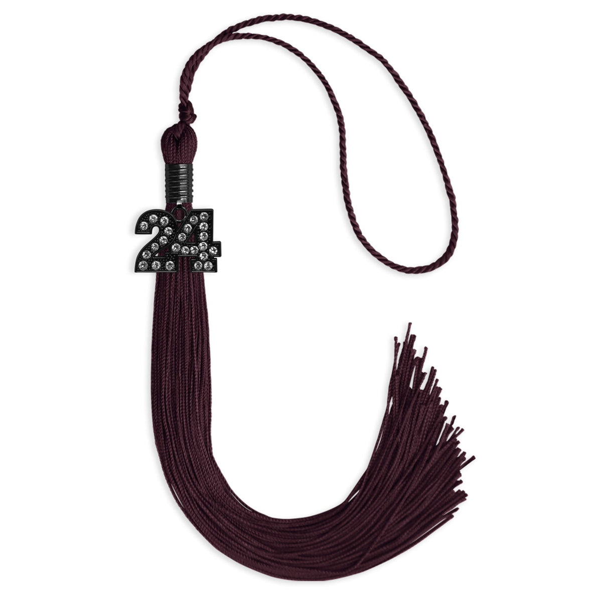Maroon Graduation Tassel with Black Bling Charm by Endea Graduation