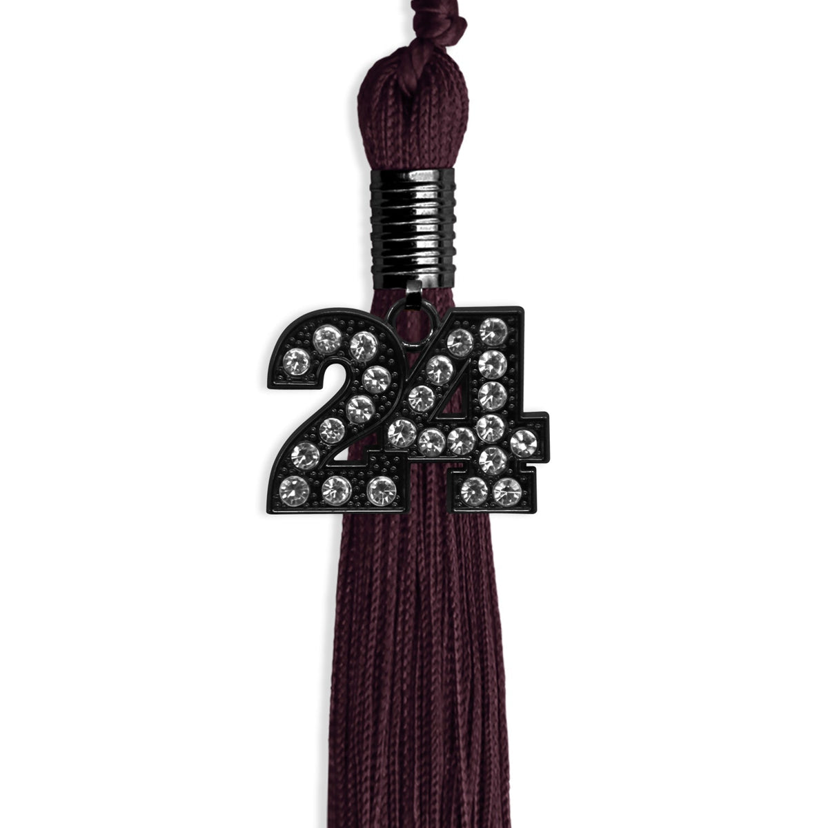 Maroon Graduation Tassel with Black Bling Charm by Endea Graduation