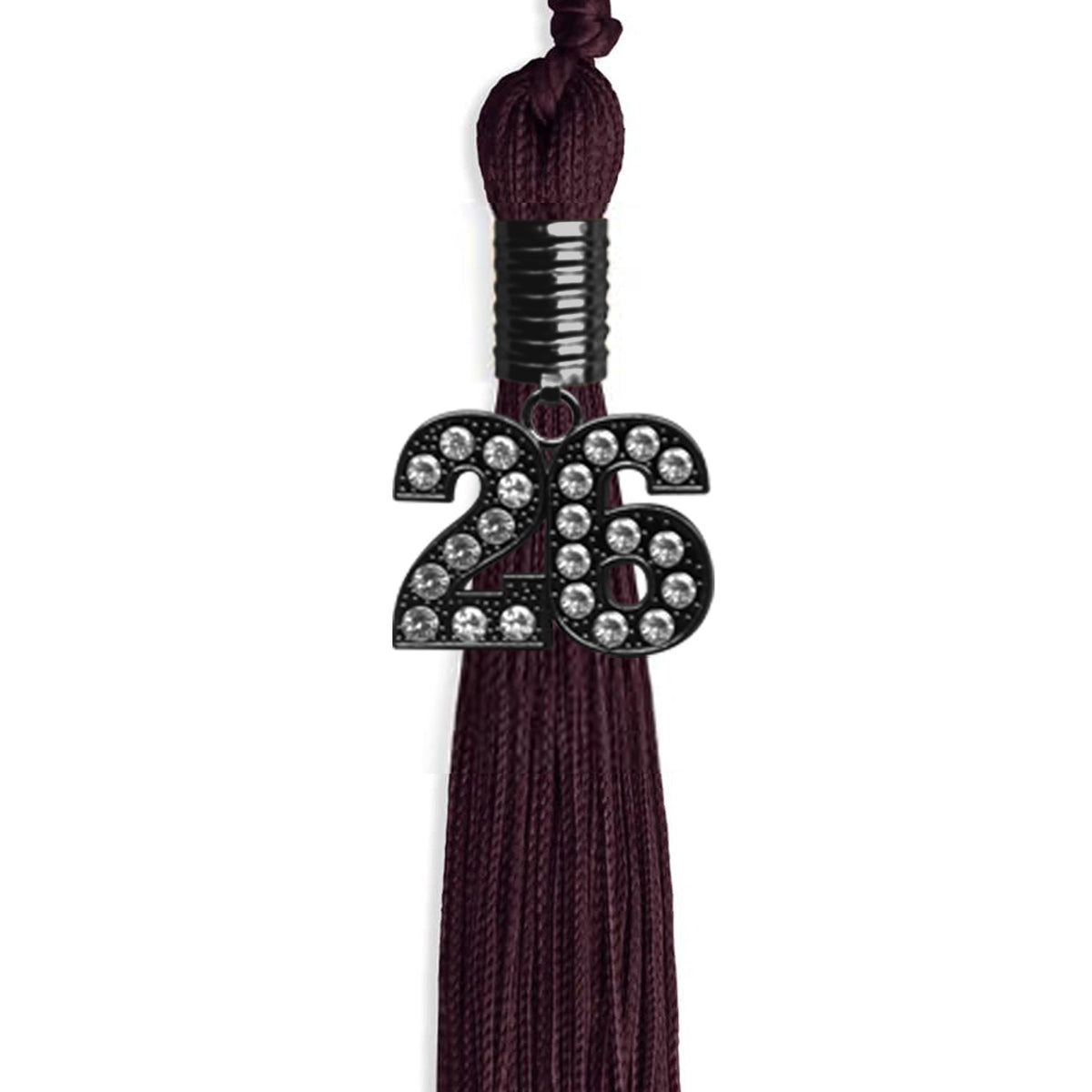 Maroon Graduation Tassel with Black Bling Charm by Endea Graduation