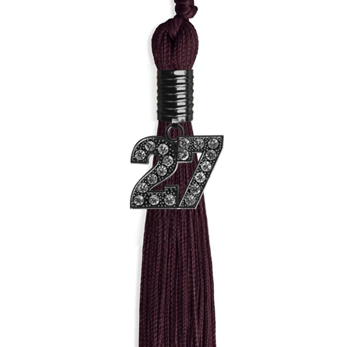 Maroon Graduation Tassel with Black Bling Charm by Endea Graduation
