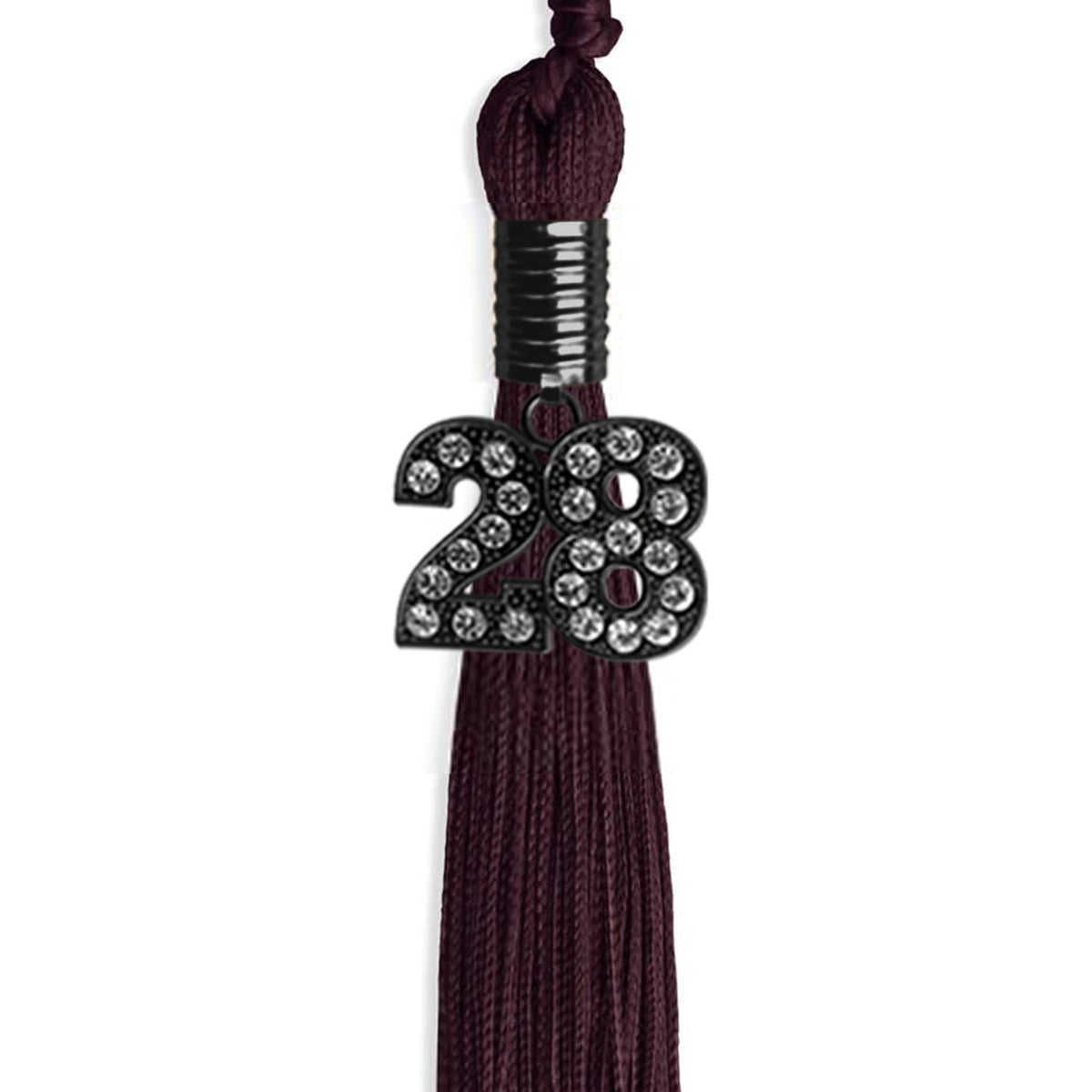 Maroon Graduation Tassel with Black Bling Charm by Endea Graduation