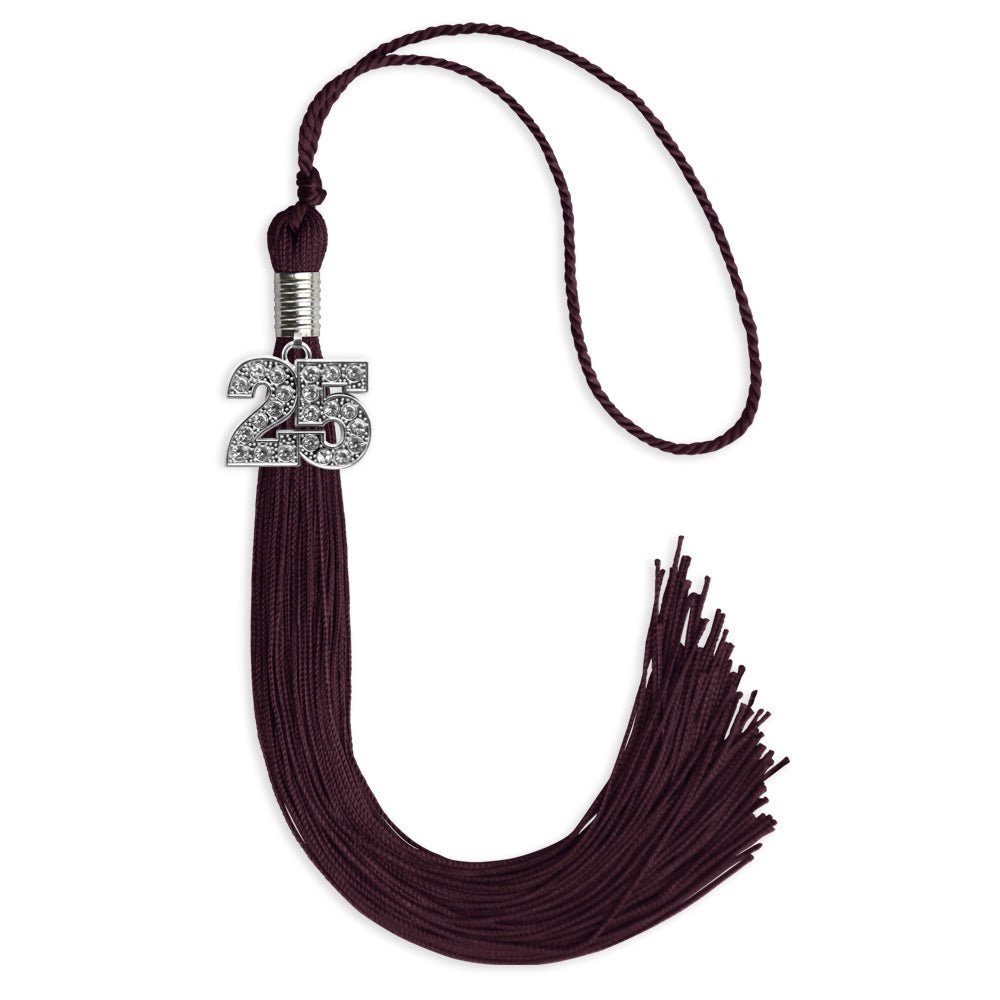 Maroon Graduation Tassel with Silver Bling Charm by Endea Graduation