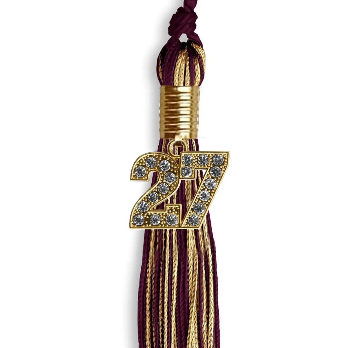 Maroon/Antique Gold Mixed Color Graduation Tassel with Gold Bling Charm by Endea Graduation