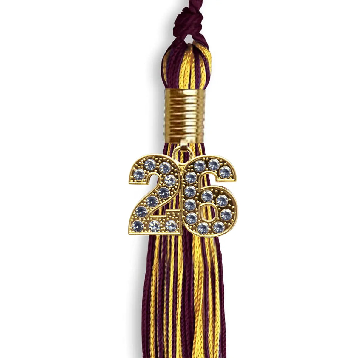 Maroon/Gold Mixed Color Graduation Tassel with Gold Bling Charm by Endea Graduation