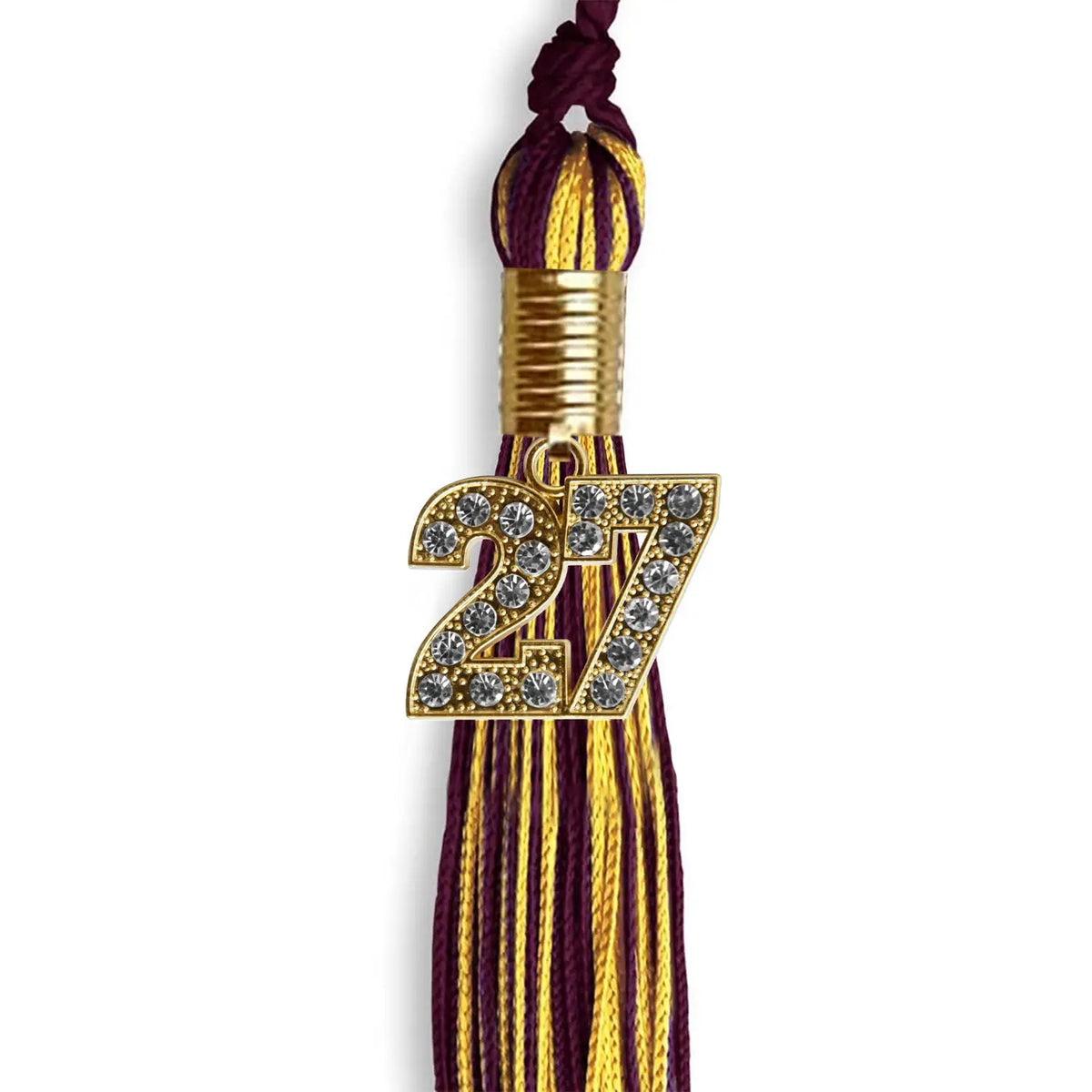 Maroon/Gold Mixed Color Graduation Tassel with Gold Bling Charm by Endea Graduation