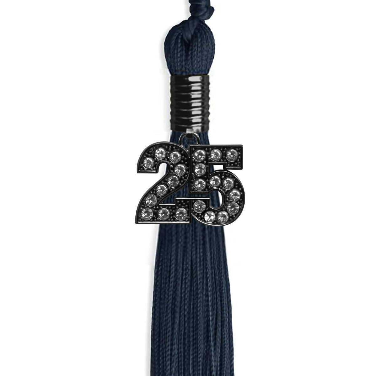 Navy Blue Graduation Tassel with Black Bling Charm by Endea Graduation
