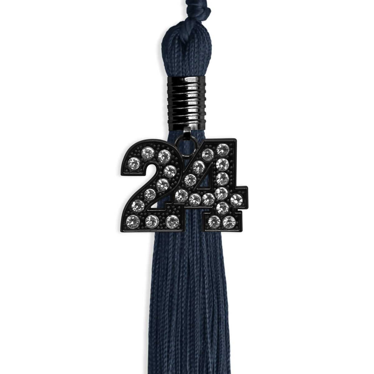 Navy Blue Graduation Tassel with Black Bling Charm by Endea Graduation