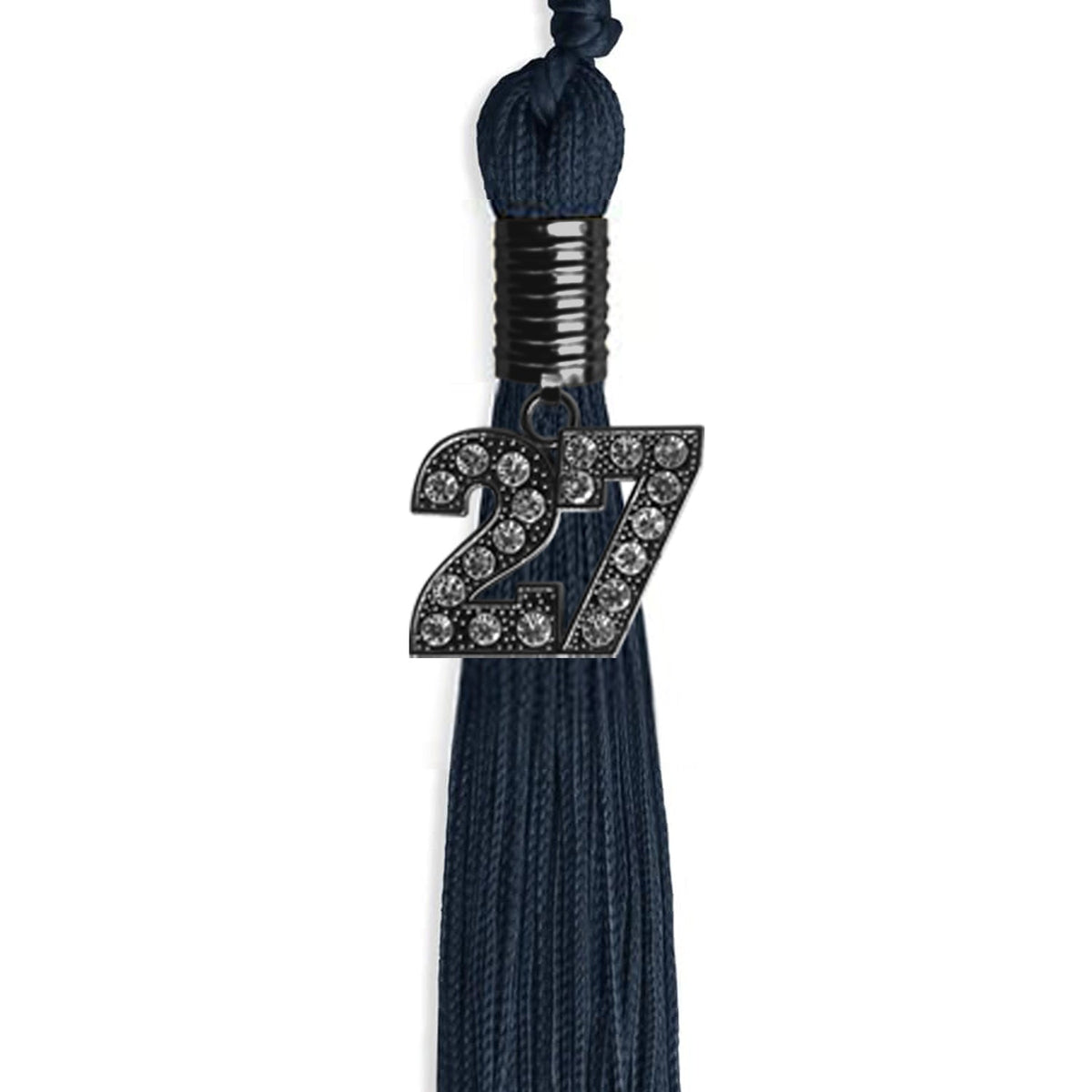 Navy Blue Graduation Tassel with Black Bling Charm by Endea Graduation