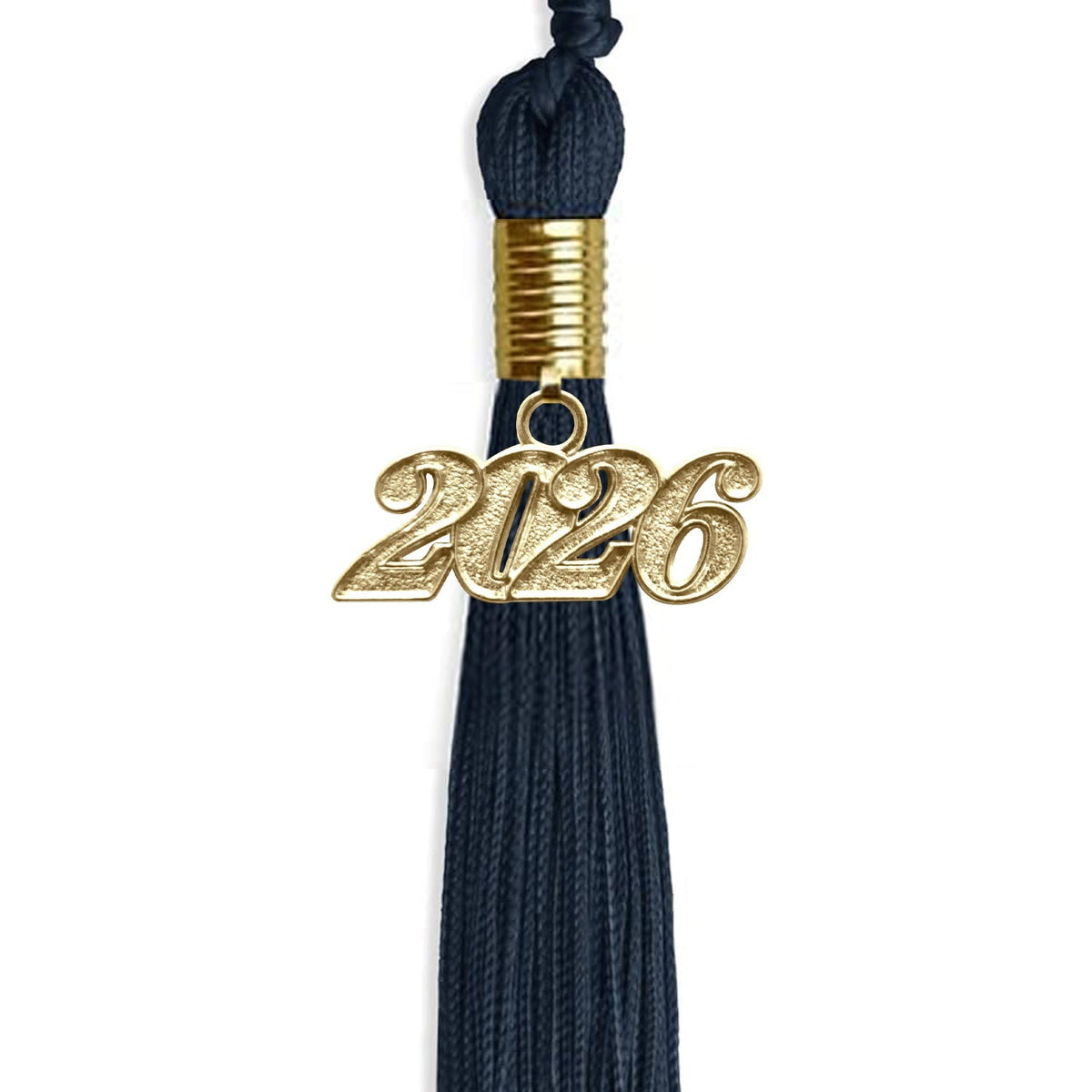 Navy Blue Graduation Tassel with Gold Bling Charm by Wholesale Grad Supply