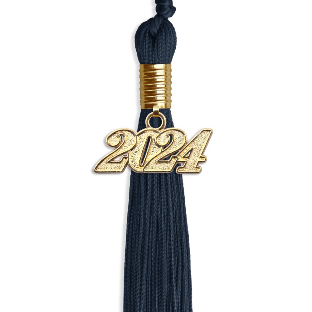 Navy Blue Graduation Tassel with Gold Bling Charm by Wholesale Grad Supply