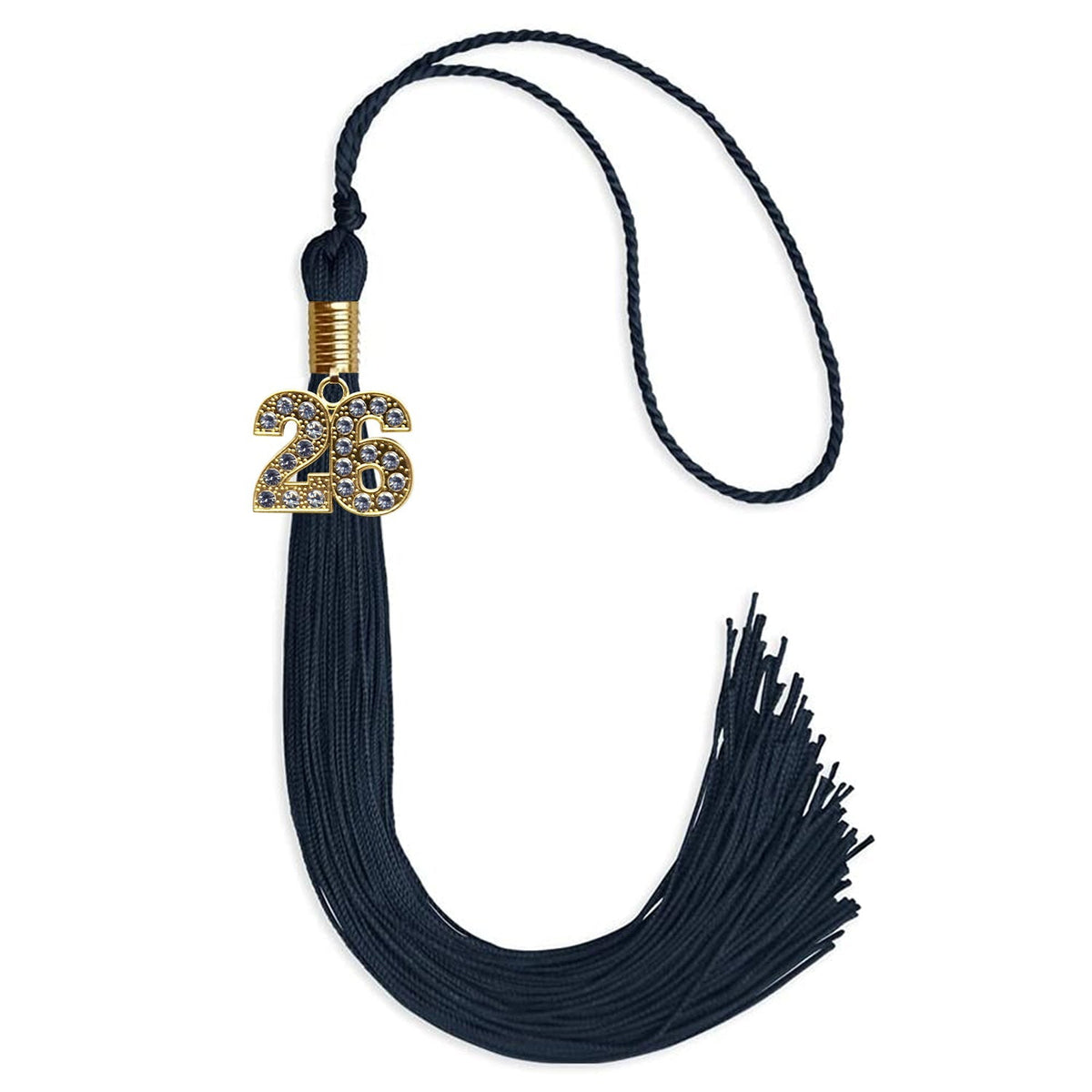Navy Blue Graduation Tassel with Gold Bling Charm by Endea Graduation